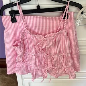 Pink Gingham Women's Top and skirt